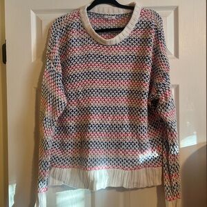 Reitmans Pink, Blue, and Cream Striped Sweater